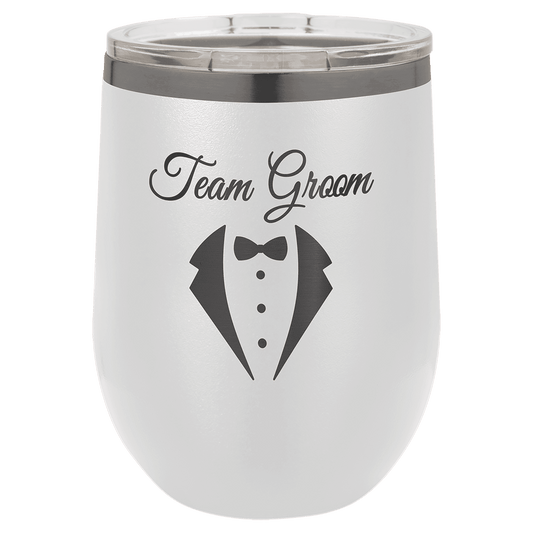 Polar Camel 12 oz. White/Ghost Black Ion-Plated Stemless Wine Tumbler Withlid
