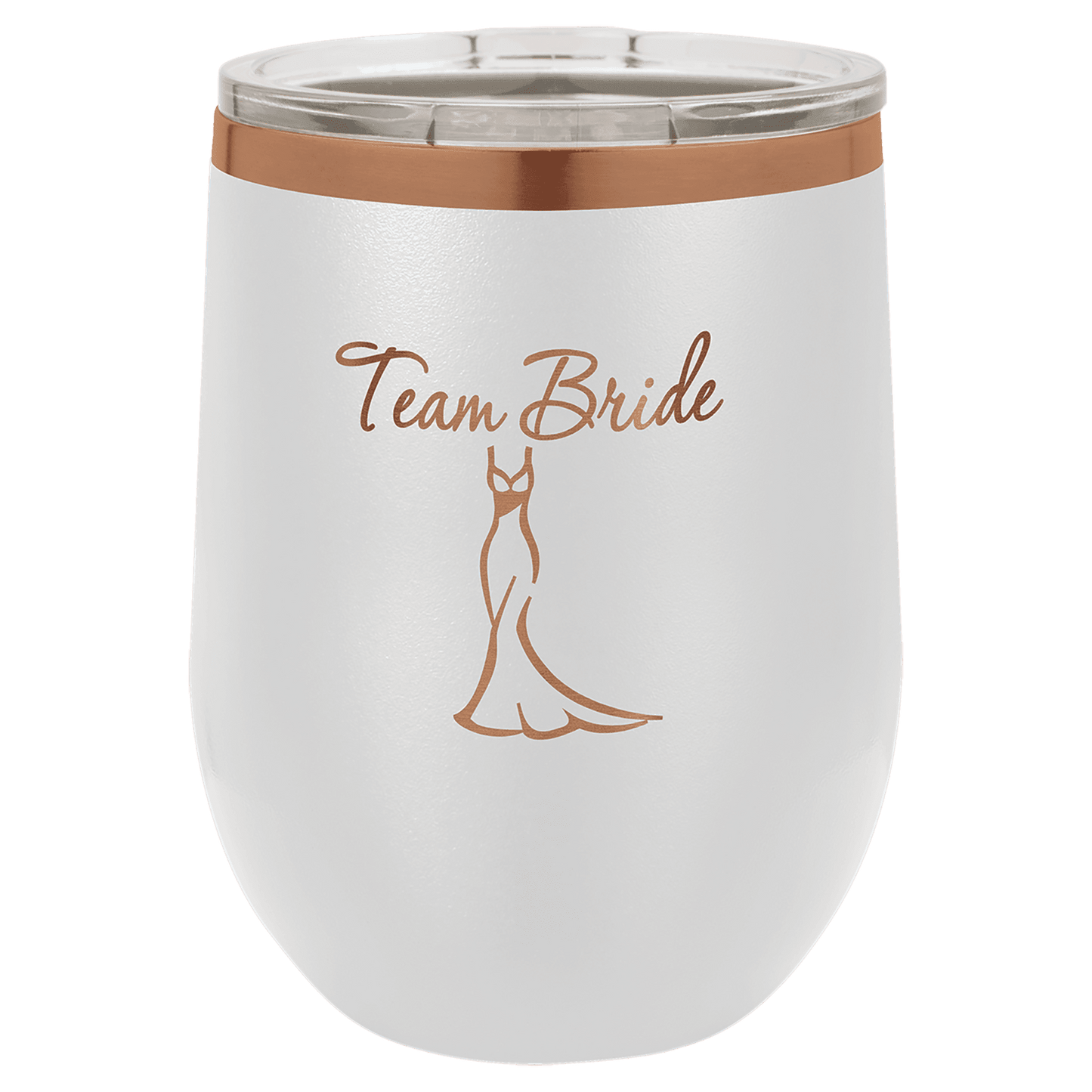 Polar Camel 12 oz. White/Rose Gold Ion-Plated Stemless Wine Tumbler with Lid