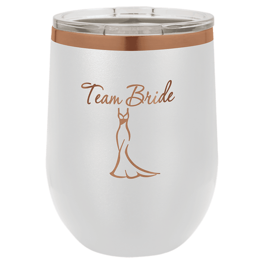 Polar Camel 12 oz. White/Rose Gold Ion-Plated Stemless Wine Tumbler with Lid