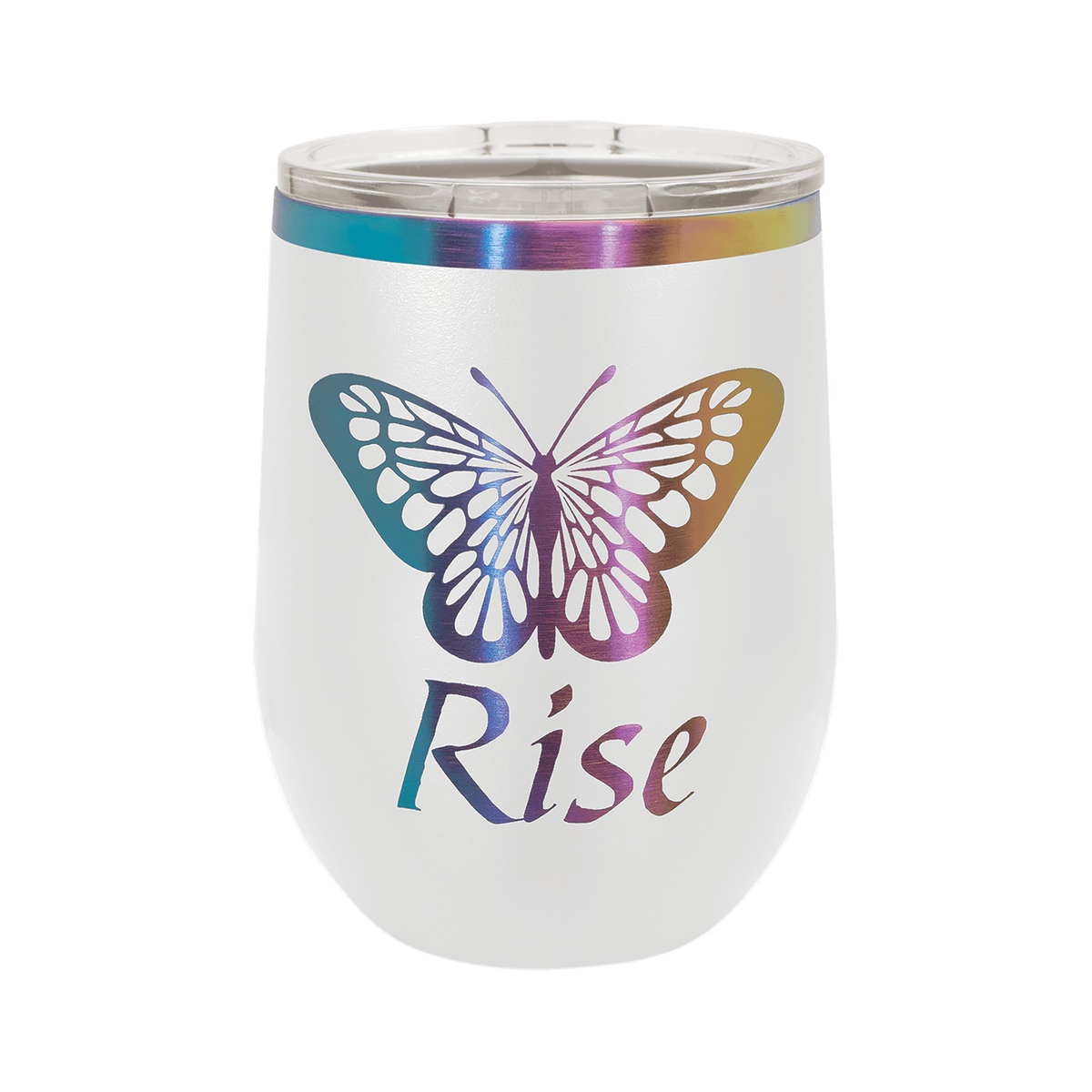 12 oz Stemless Wine Tumbler with Lid, White/Prism, Polar Camel