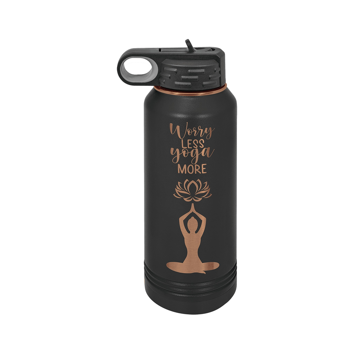 32 oz Water Bottle, Black/Rose Gold, Polar Camel