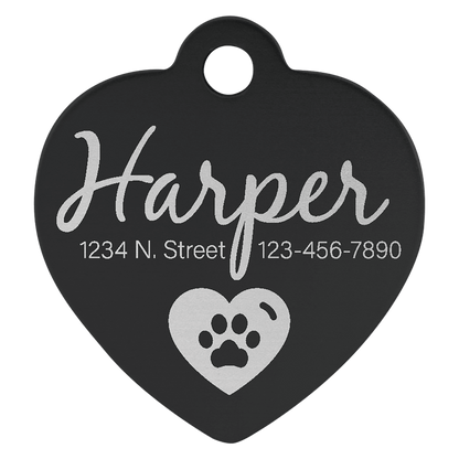 Anodized Aluminum Heart Pet Tag 1"