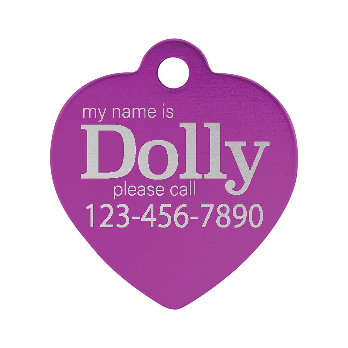 Anodized Aluminum Heart Pet Tag 1"