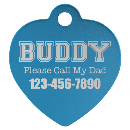 Anodized Aluminum Heart Pet Tag 1.25"