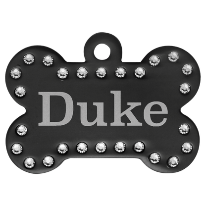 Anodized Aluminum Swarovski Bling Bone Pet Tag 1.5" x 1"