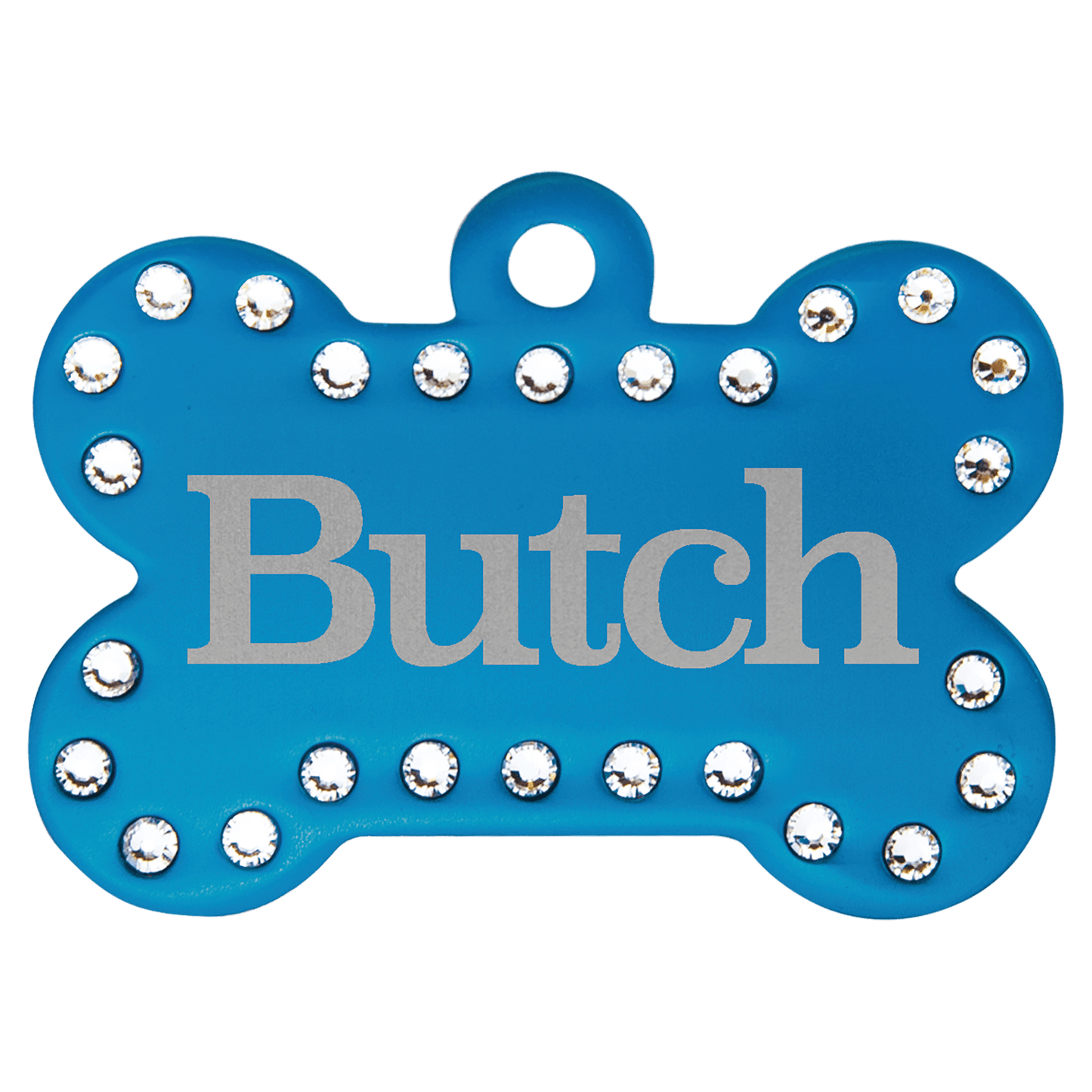 Anodized Aluminum Swarovski Bling Bone Pet Tag 1.5" x 1"