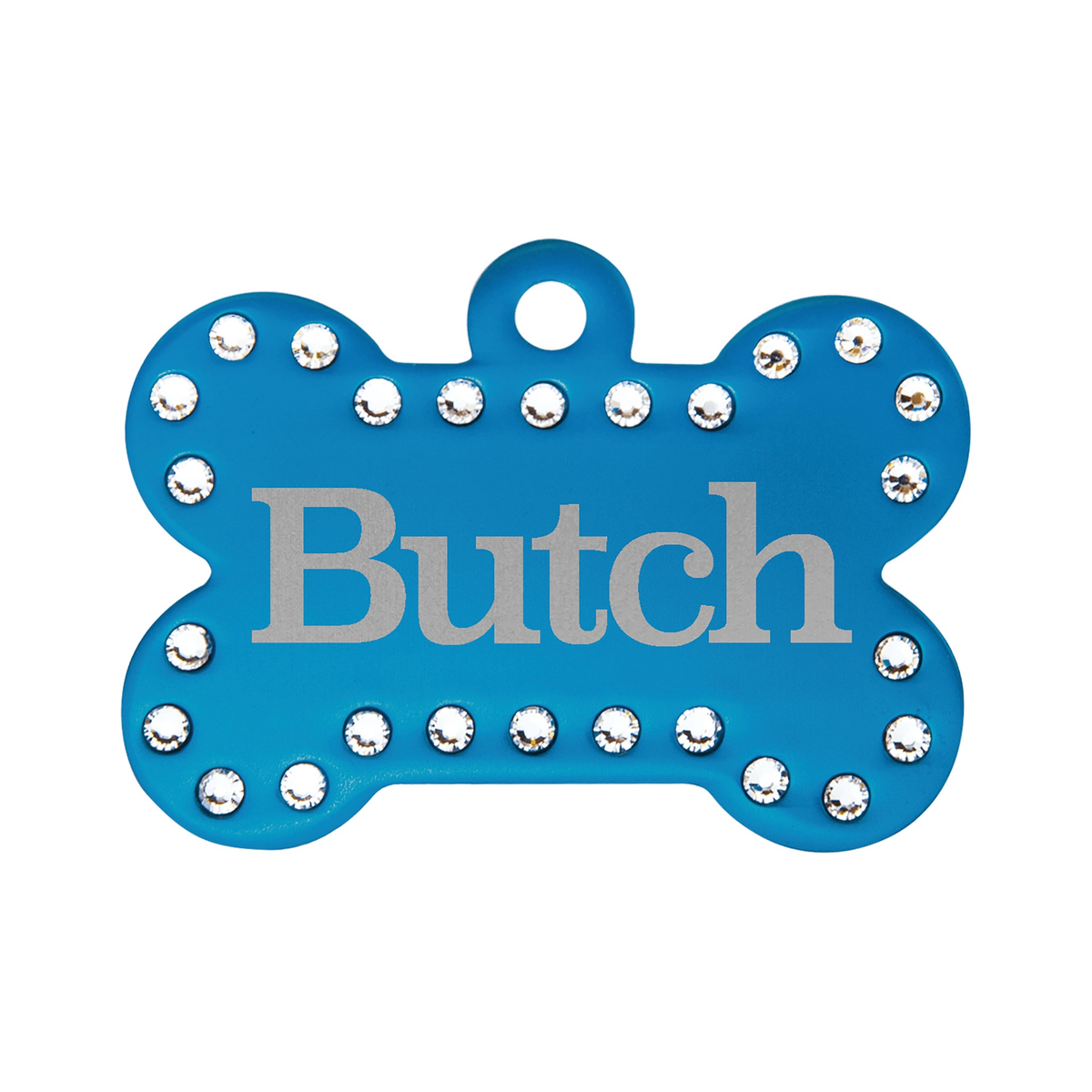 Anodized Aluminum Swarovski Bling Bone Pet Tag 1.5" x 1"