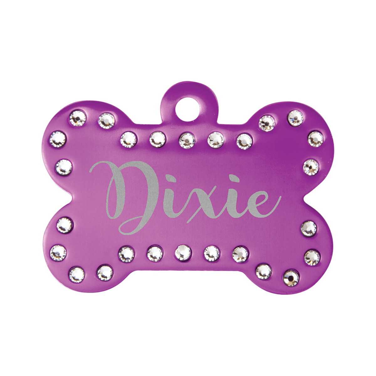 Anodized Aluminum Swarovski Bling Bone Pet Tag 1.5" x 1"