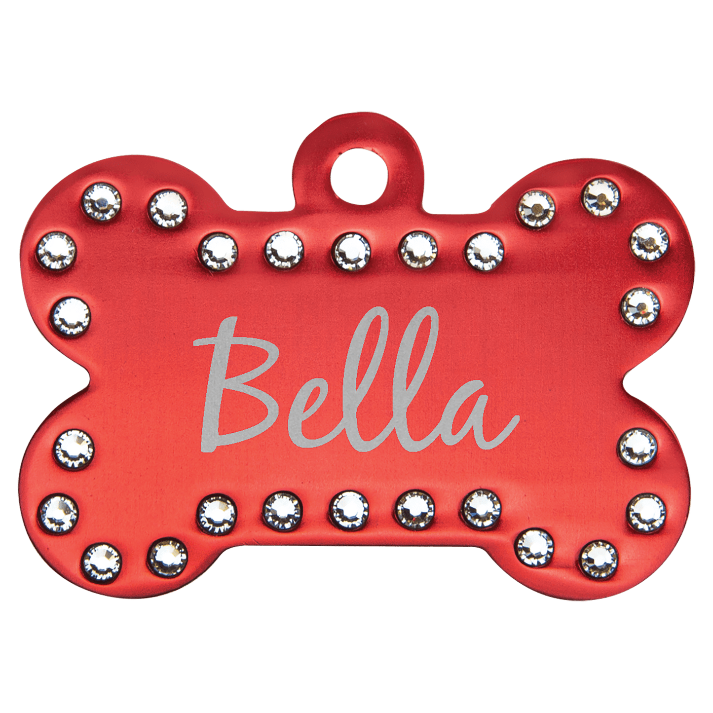 Anodized Aluminum Swarovski Bling Bone Pet Tag 1.5" x 1"