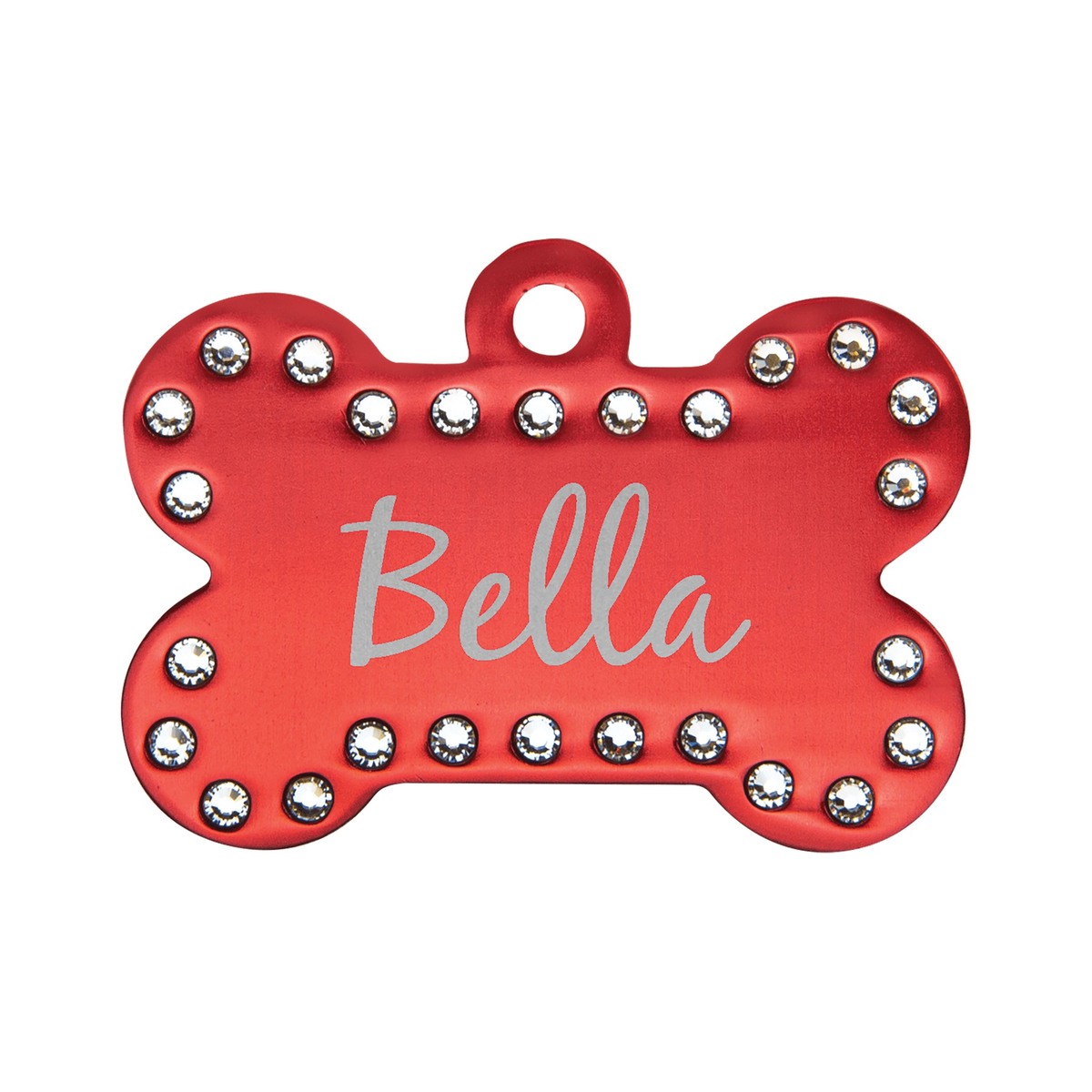Anodized Aluminum Swarovski Bling Bone Pet Tag 1.5" x 1"