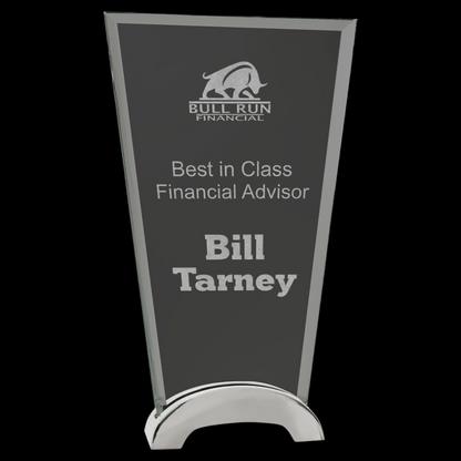 Fan Platinum Glass with Arch Metal Base