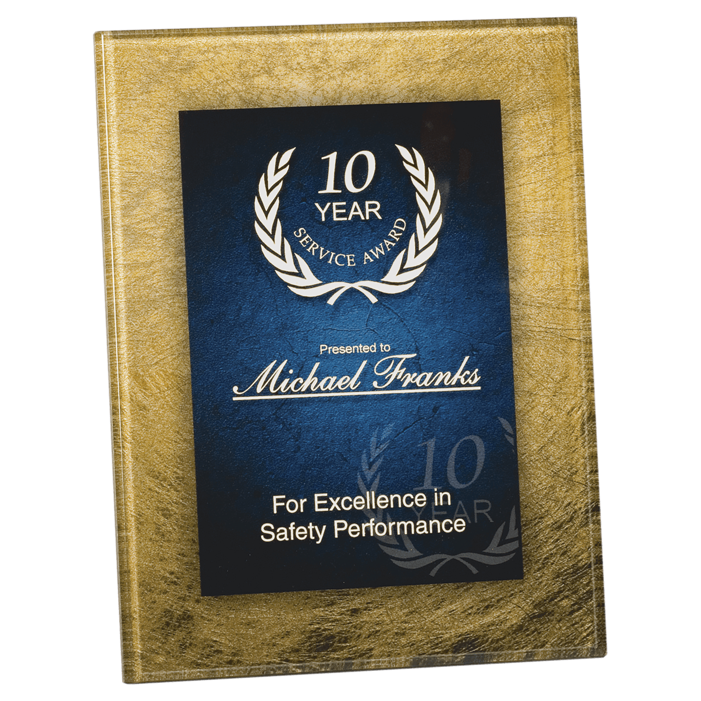 Gold/Blue Acrylic Art Plaque with Easel/Hanger