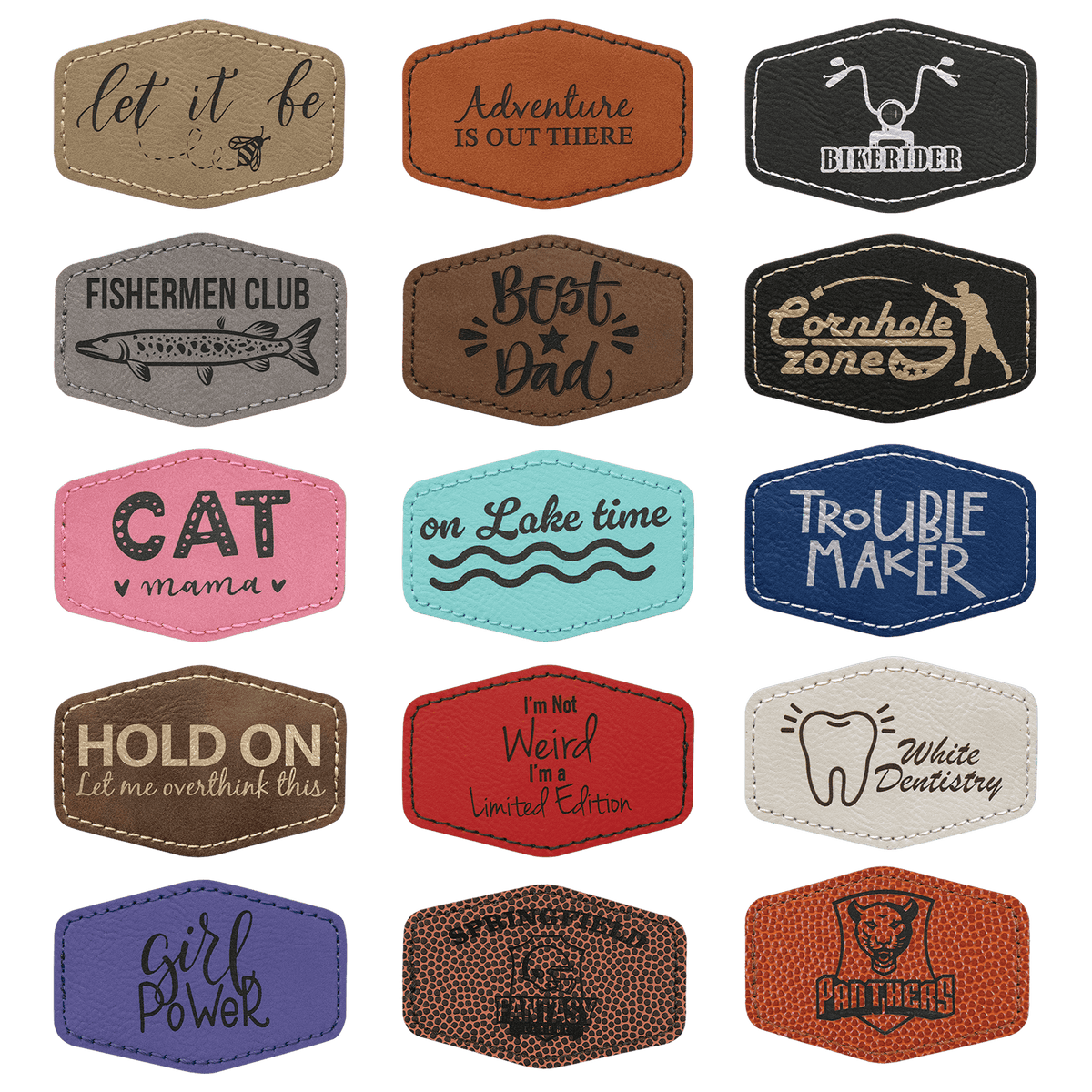 Hex Leatherette Patch with Adhesive 3" x 2"