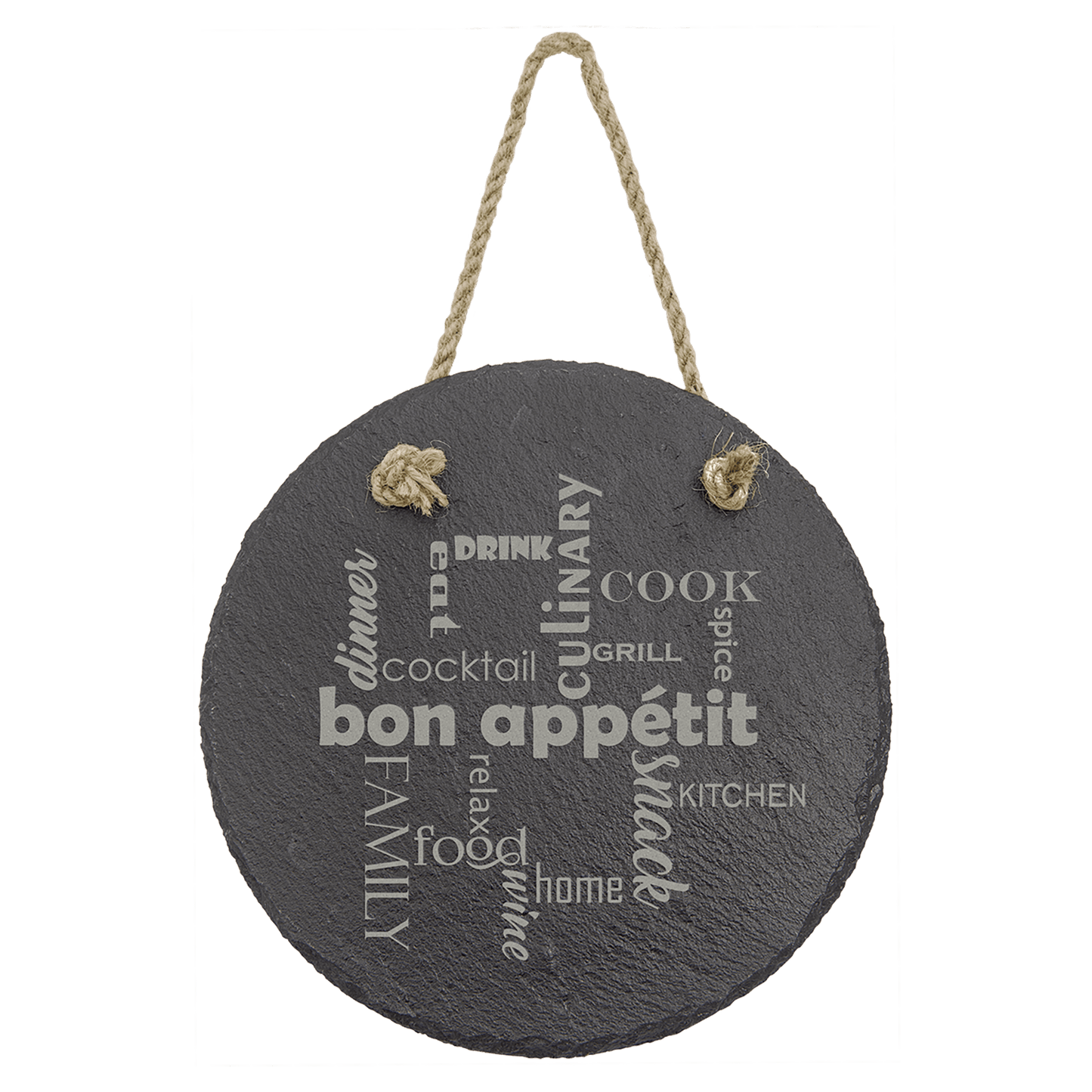 Round Slate Plaque with Hanger String