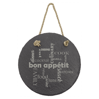 Round Slate Plaque with Hanger String