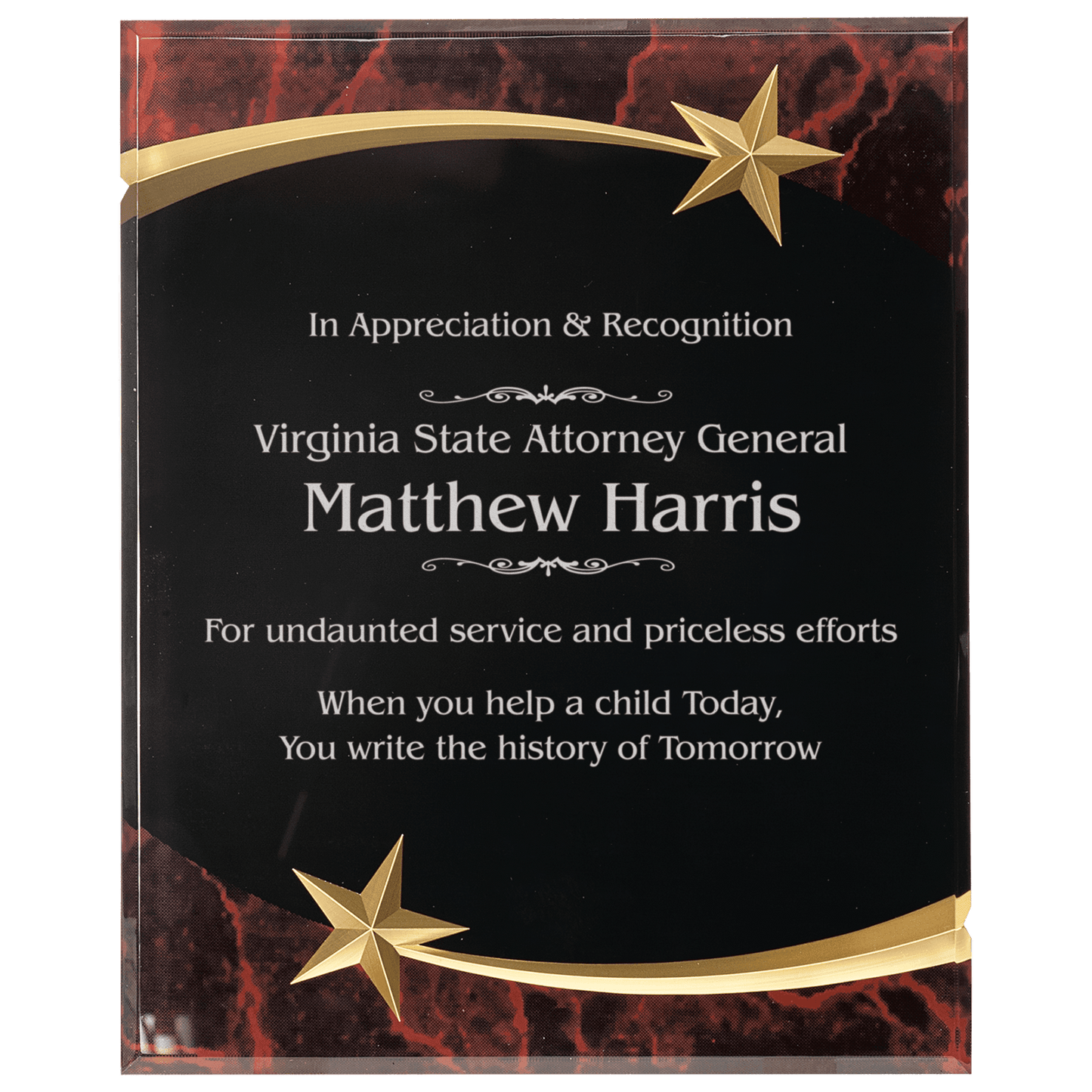 Red Marble Shooting Star Acrylic Plaque