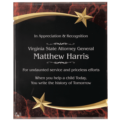 Red Marble Shooting Star Acrylic Plaque