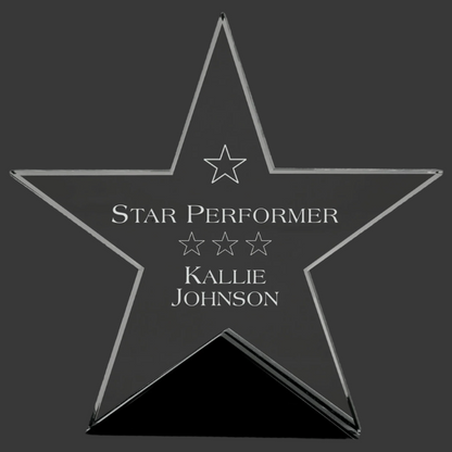 Clear Glass Star On Black Base