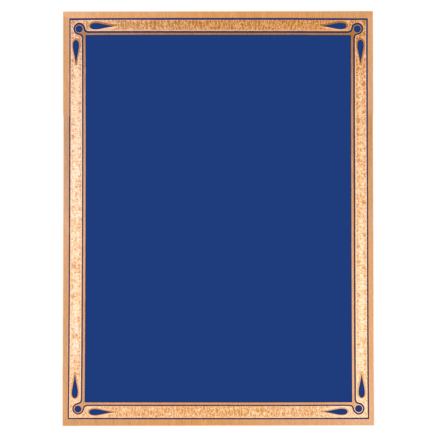 4" x 6" Blue/Gold Teardrop Brass Plated Steel Plaque Plate