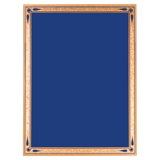 4" x 6" Blue/Gold Teardrop Brass Plated Steel Plaque Plate