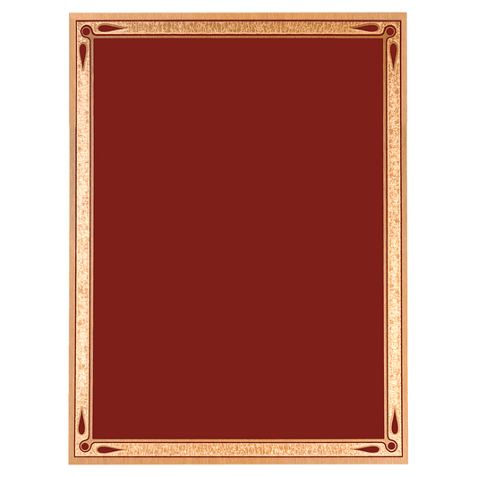 Red/Gold Teardrop Brass Plated Steel Plaque Plate