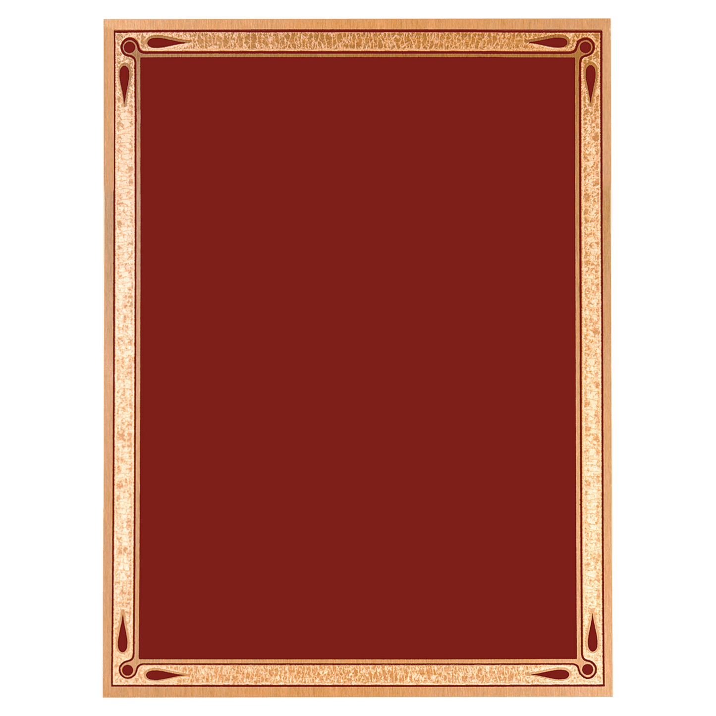 Red/Gold Teardrop Brass Plated Steel Plaque Plate