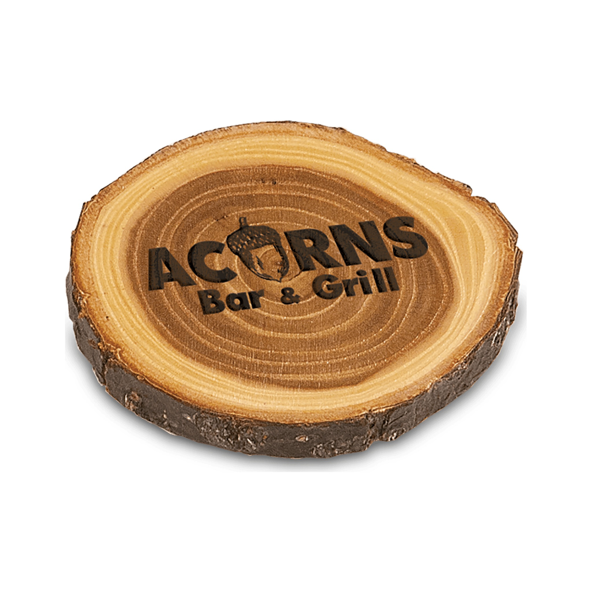 Old West Live Edge Elmwood Log Coaster, 4", Single