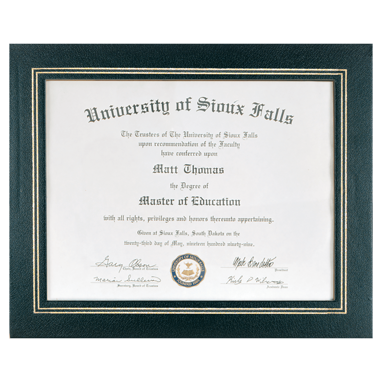 Gold Border Certificate Holder
